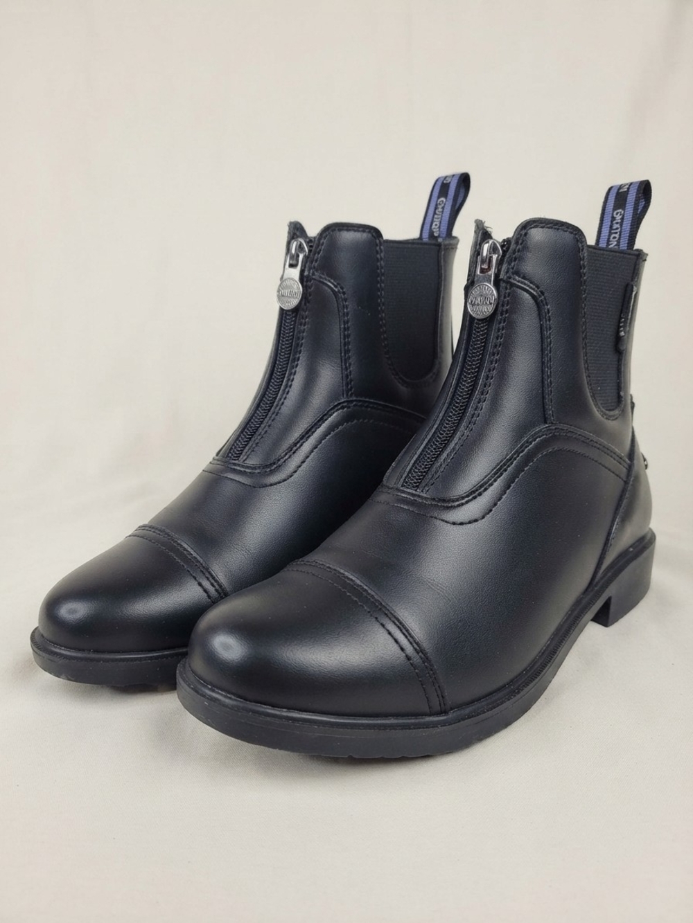Ovation Black Leather Front Zip Paddock Boots Size 36 / US 5.5-6